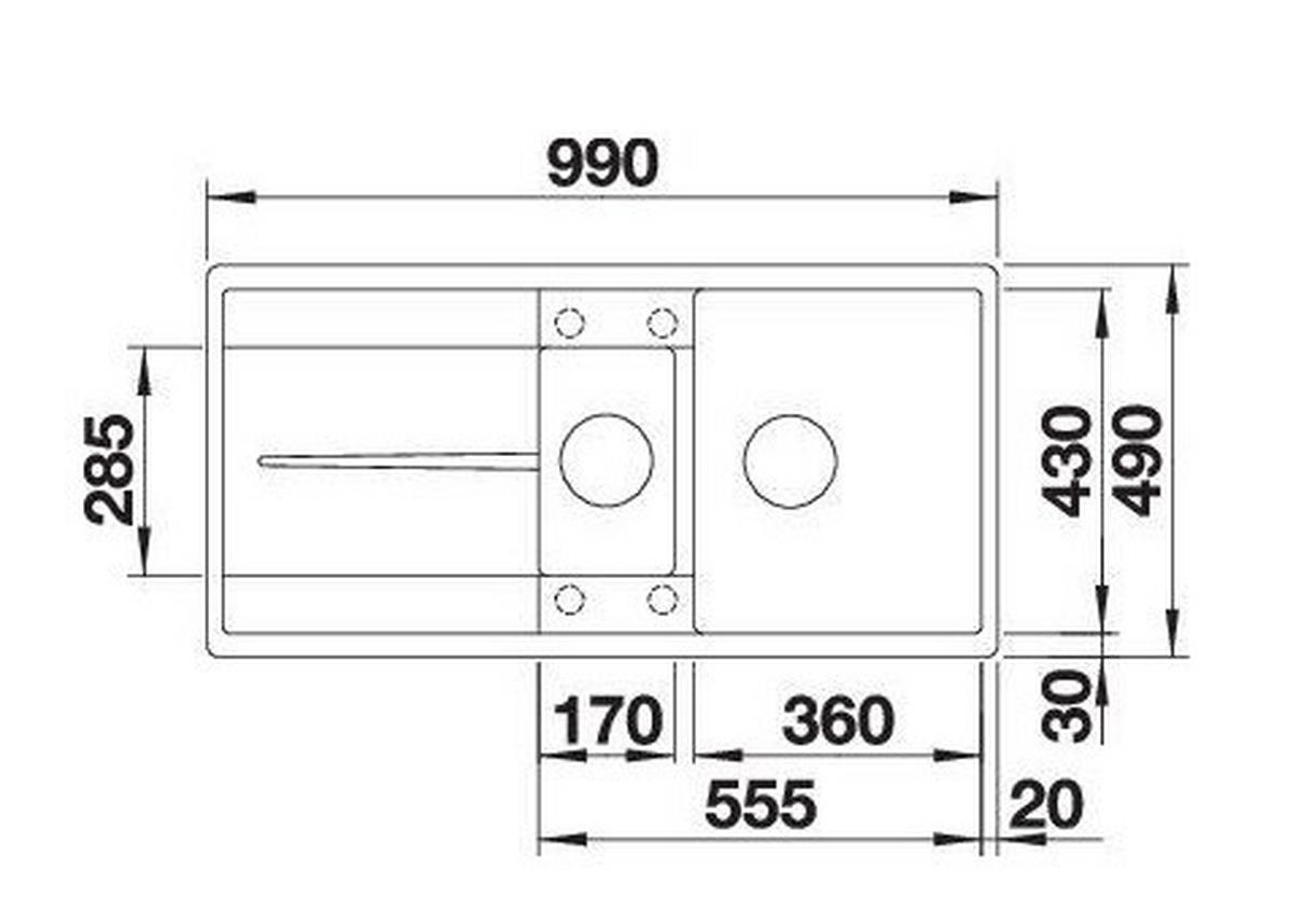 SPÜLE 519113  - Anthrazit, Basics, Stein (99/19/49cm) - Blanco