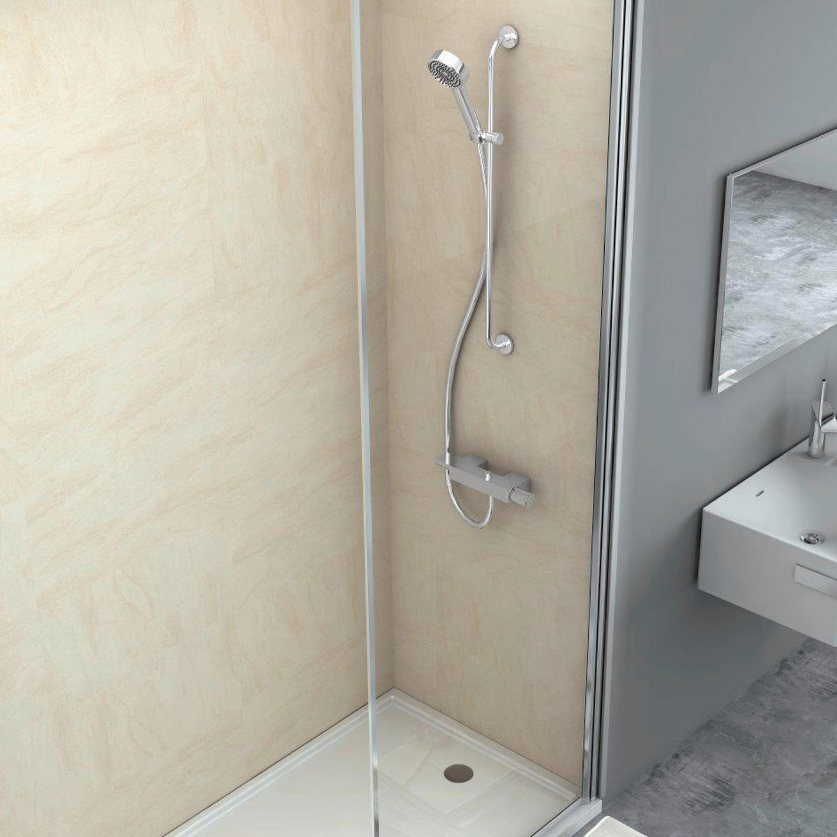 WANDPANEEL Baridecor Aqua Beige, Perlmutt  - Beige/Perlmutt, Design, Kunststoff (60/30/0,4cm)