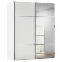 SCHWEBETÜRENSCHRANK Weiss  - Chromfarben/Weiss, Konventionell, Glas/Holzwerkstoff (201/223/68cm) - Novel