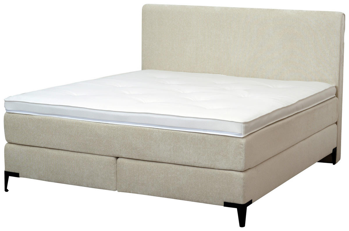 KONTINENTALSÄNG 180/200 cm  i vit  - vit/svart, Design, metall/trä (180/200cm) - Elegando