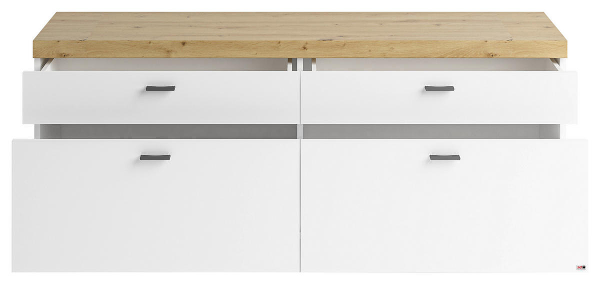 LOWBOARD  in 150,1/58,7/43,8 cm  - Weiß/Eiche Artisan, Design, Holzwerkstoff/Metall (150,1/58,7/43,8cm) - SetOne by Musterring