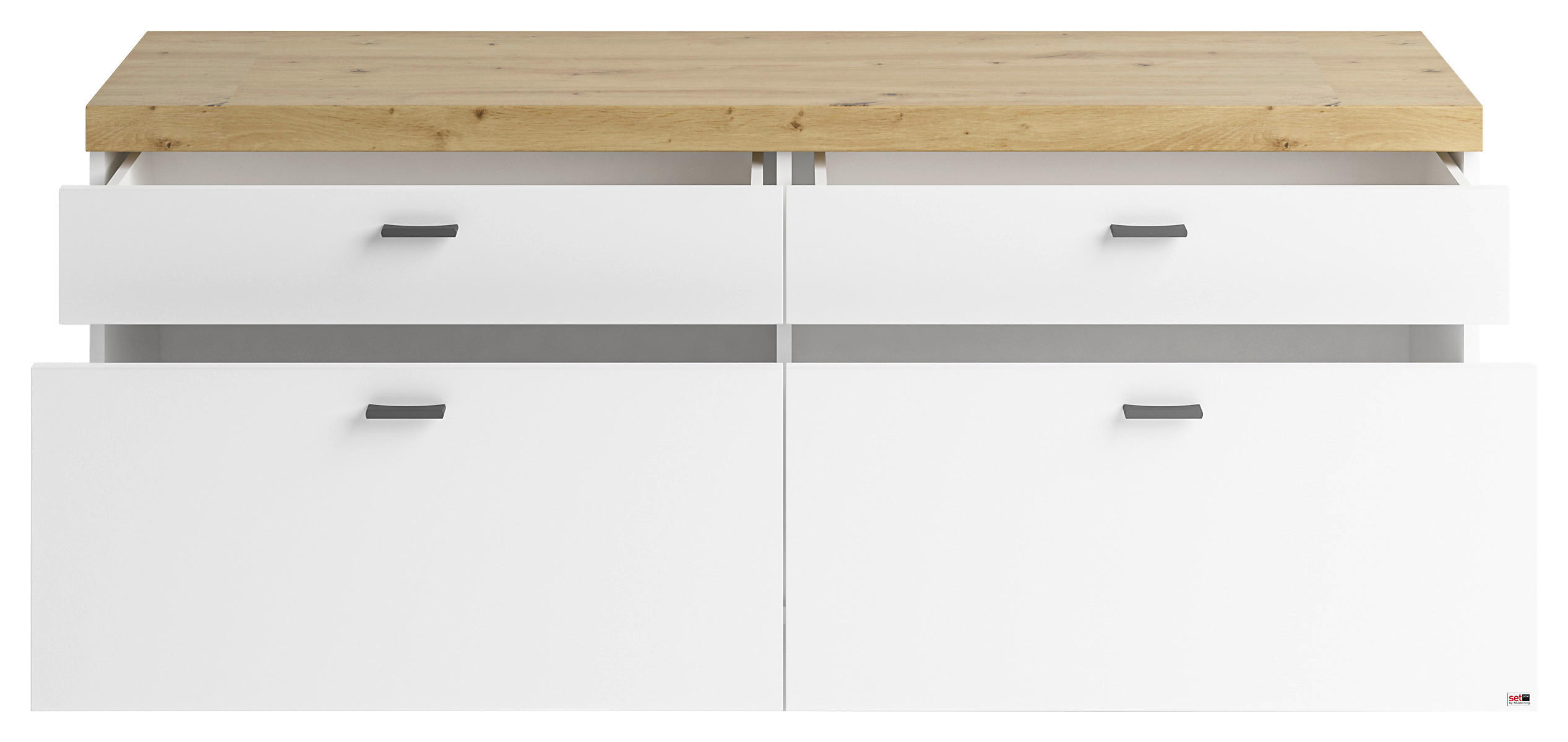 Thumbnail - SetOne by Musterring Lowboard, Weiß, Eiche Artisan, Metall, 4 Schubladen, F, 150.1x58.7x43.8 cm, Typenauswahl, Beimöbel ...