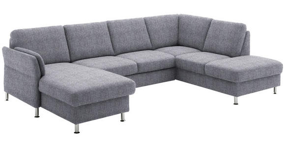WOHNLANDSCHAFT in Flachgewebe Blau - Chromfarben/Blau, KONVENTIONELL, Textil/Metall (168/305/200cm) - Voleo