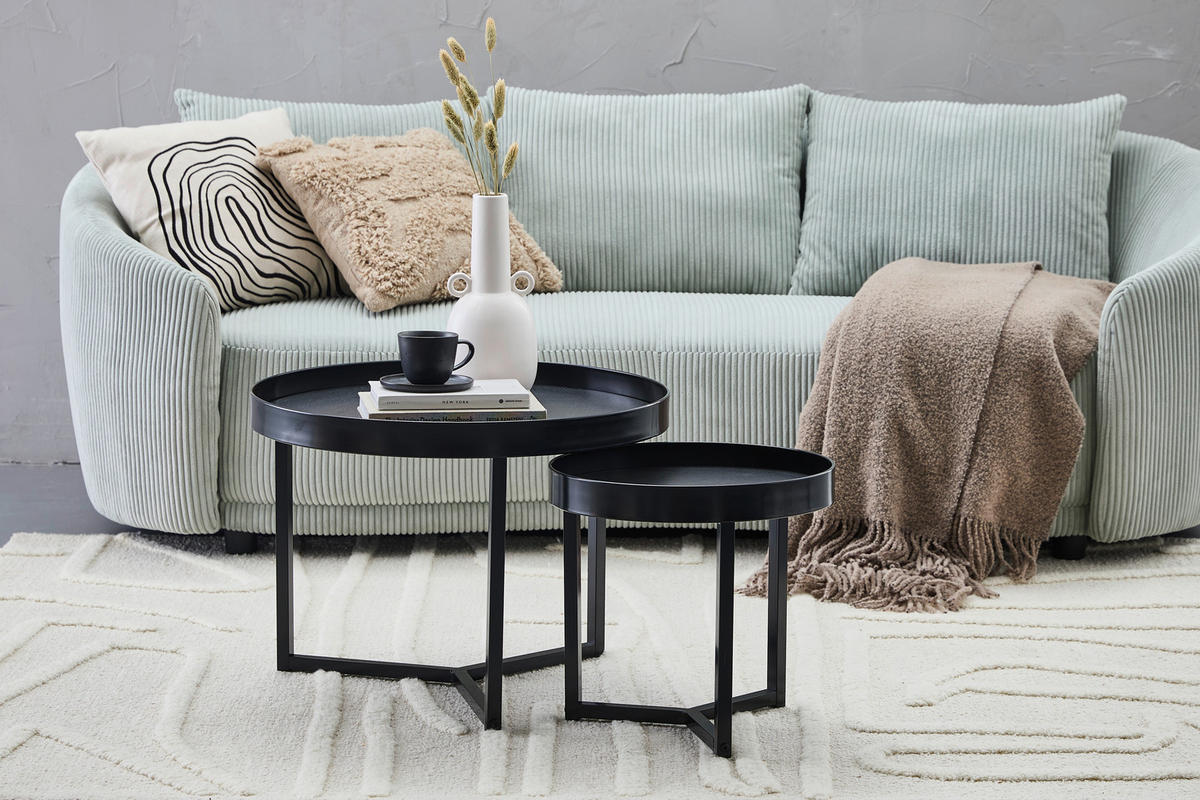 COUCHTISCHSET in Metall, Holzwerkstoff  - Schwarz, Design, Holzwerkstoff/Metall - MID.YOU