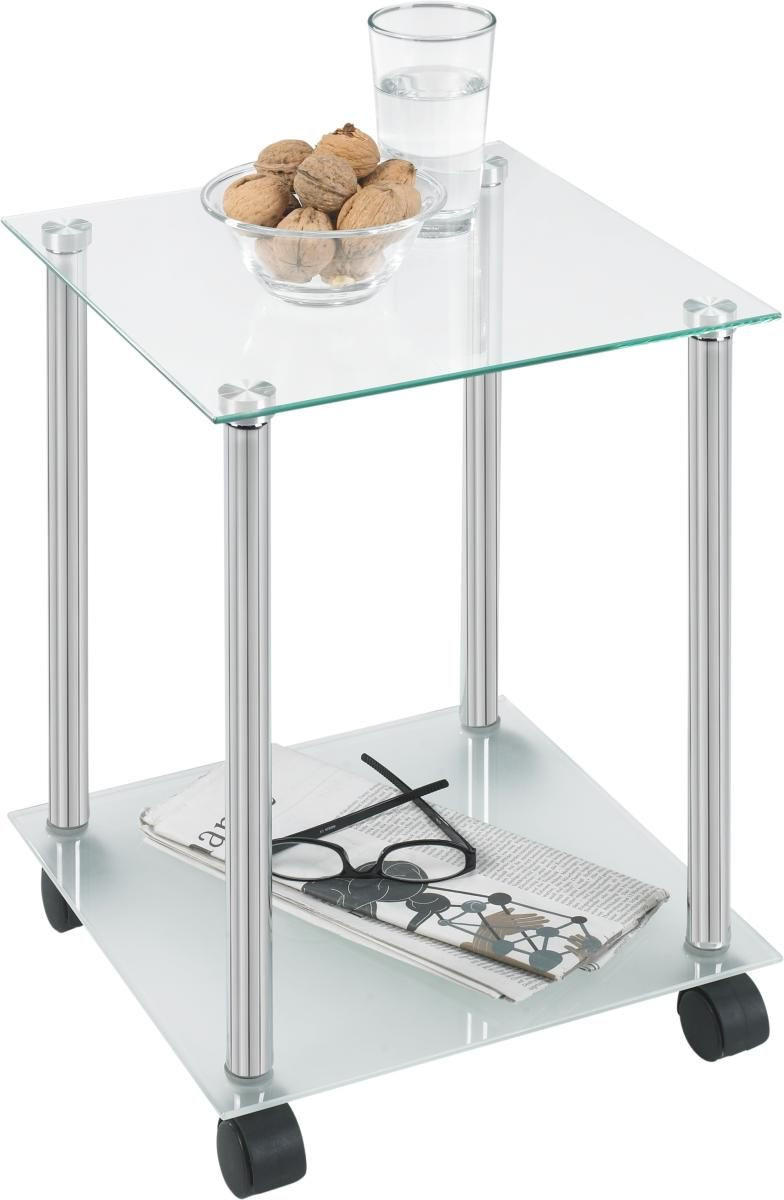 SIDOBORD i metall, glas 34/34/45 cm  - kromfärg, Design, metall/glas (34/34/45cm) - Best Price
