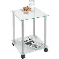BEISTELLTISCH in Metall, Glas 34/34/45 cm  - Chromfarben, Design, Glas/Kunststoff (34/34/45cm) - Boxxx