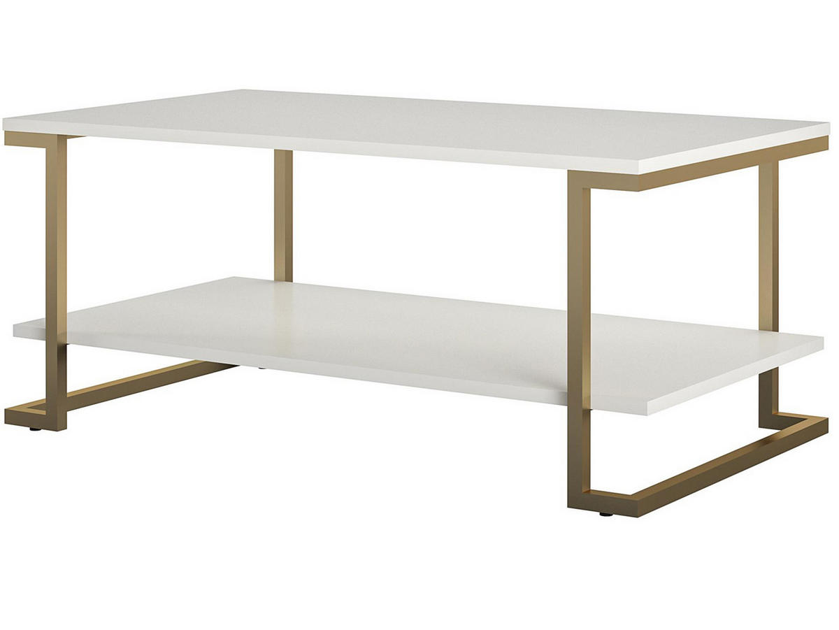 COUCHTISCH Camila 106/46/60 cm rechteckig Weiß  - Weiß/Bronzefarben, Design, Holzwerkstoff/Metall (106/46/60cm) - MID.YOU