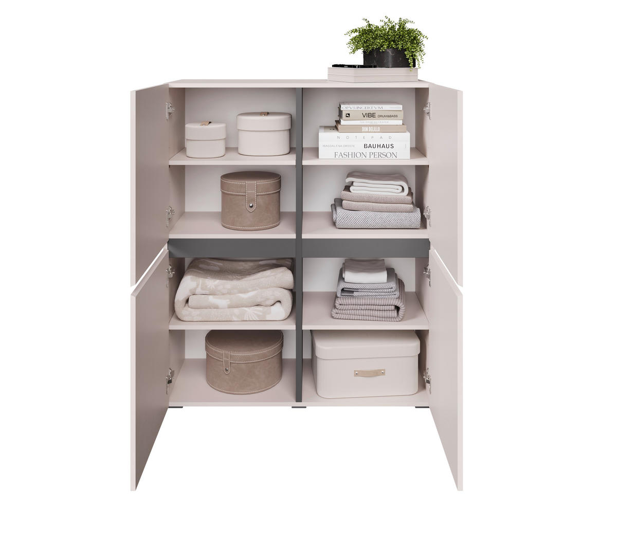 HIGHBOARD  99,4/119,4/39,8 cm  - Kaschmir/Schwarz, Design, Holzwerkstoff/Kunststoff (99,4/119,4/39,8cm) - Xora