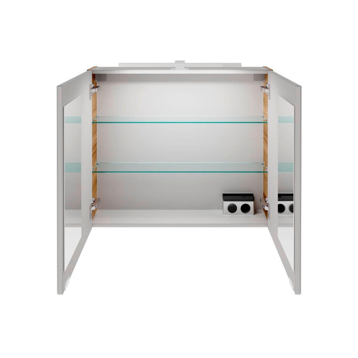 SPIEGELSCHRANK 80/68/15,8 cm  - Eichefarben/Silberfarben, Basics, Glas/Holzwerkstoff (80/68/15,8cm) - MID.YOU