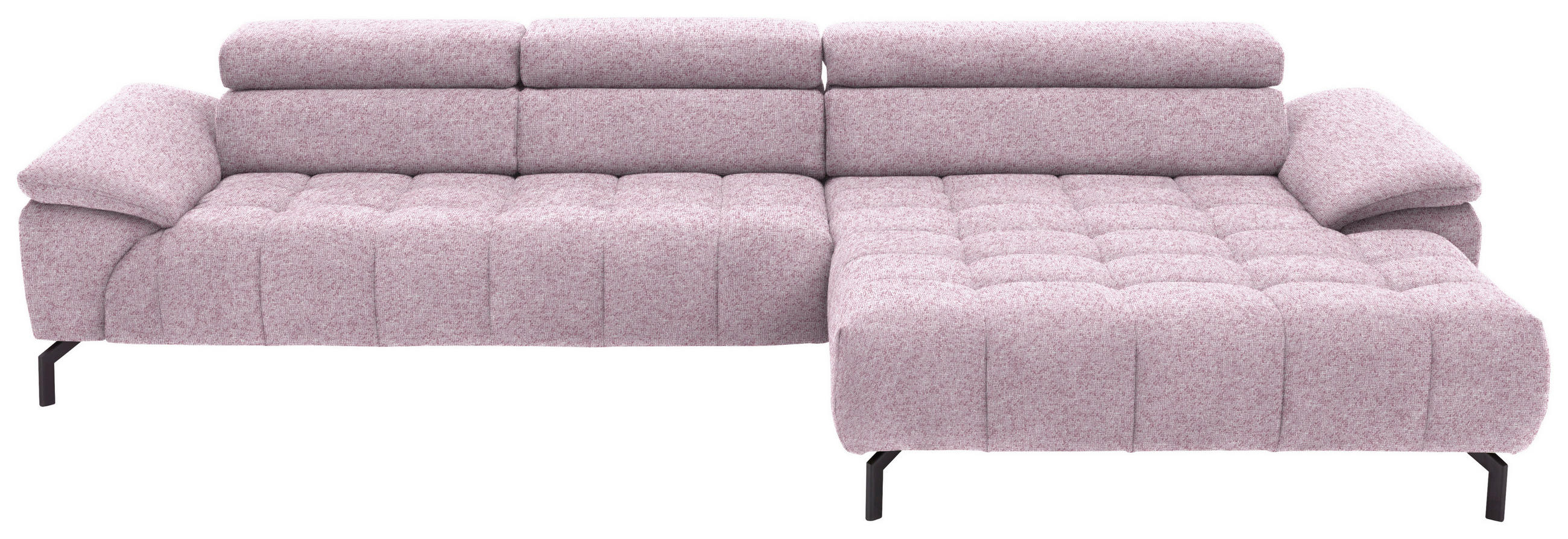 ECKSOFA in Chenille Rosa  - Schwarz/Rosa, Design, Textil/Metall (329/190cm) - Beldomo Style