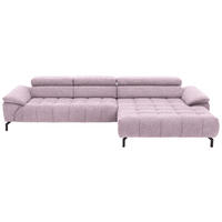 ECKSOFA in Chenille Rosa  - Schwarz/Rosa, Design, Textil/Metall (329/190cm) - Beldomo Style