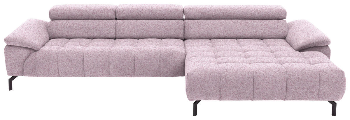 ECKSOFA in Chenille Rosa  - Schwarz/Rosa, Design, Textil/Metall (329/190cm) - Beldomo Style