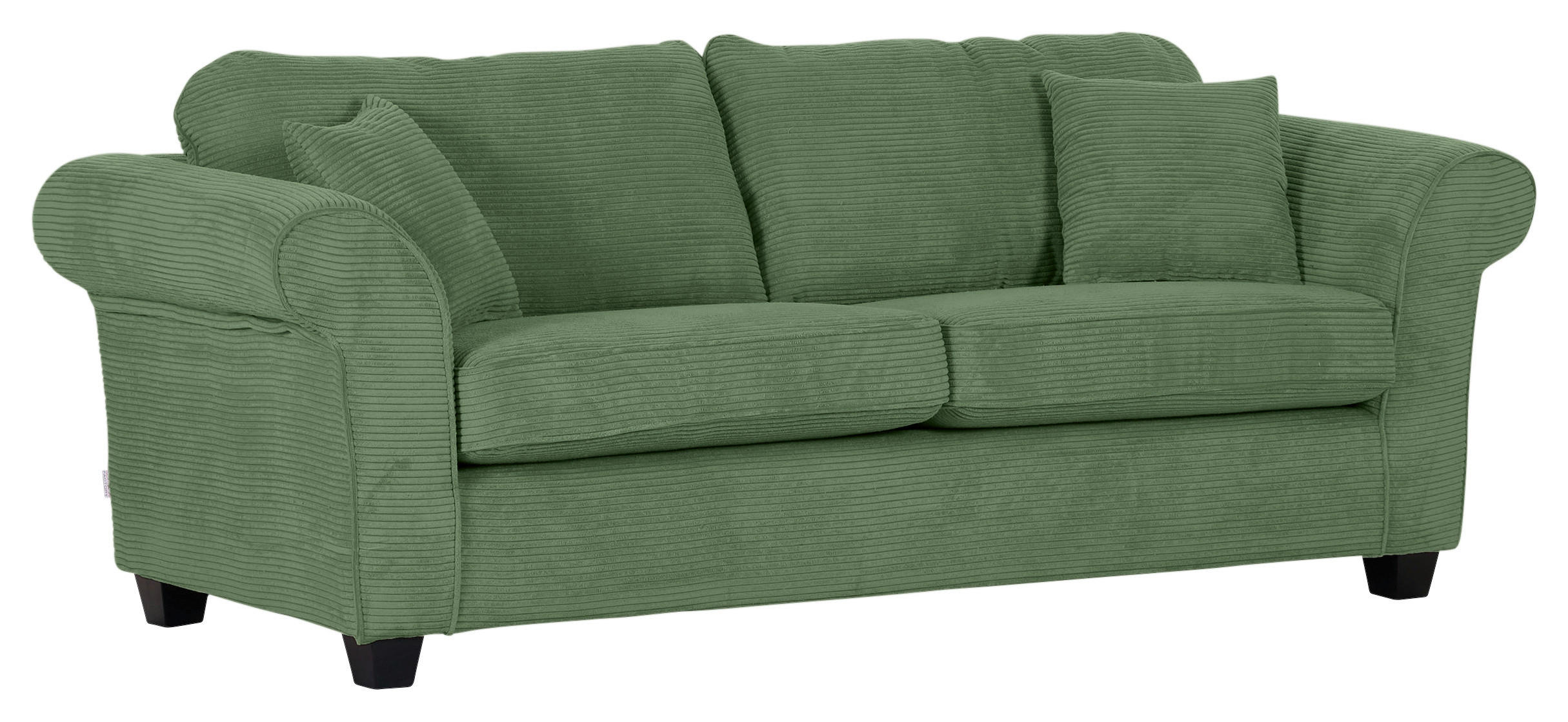 3-SITS SOFFA i manchester olivgrön  - olivgrön/mörkbrun, Klassisk, trä/textil (215/70/90cm) - MID.YOU
