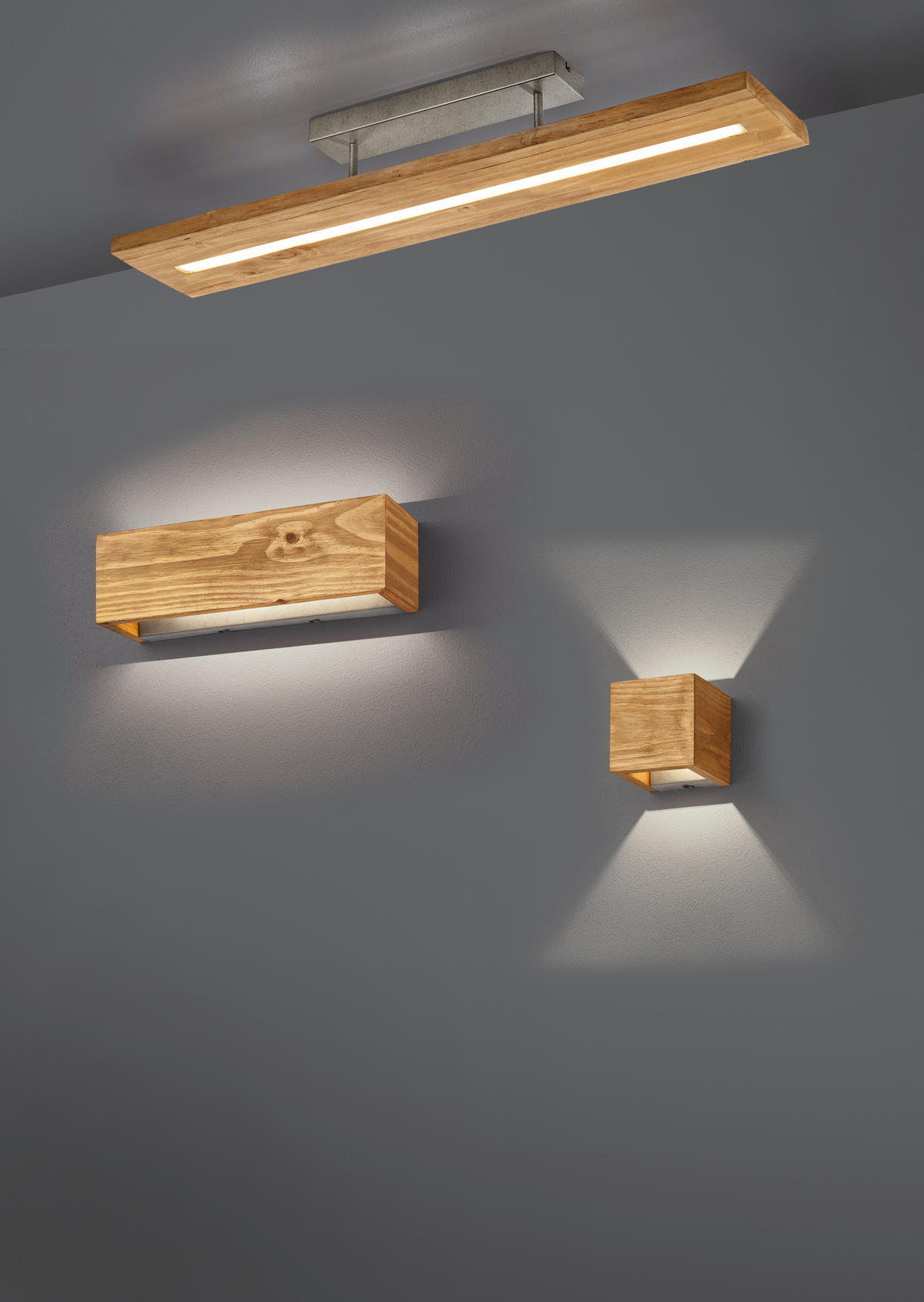 LED-WANDLEUCHTE - Nickelfarben, Natur, Holz/Metall (11/11/11cm) - Trio Leuchten