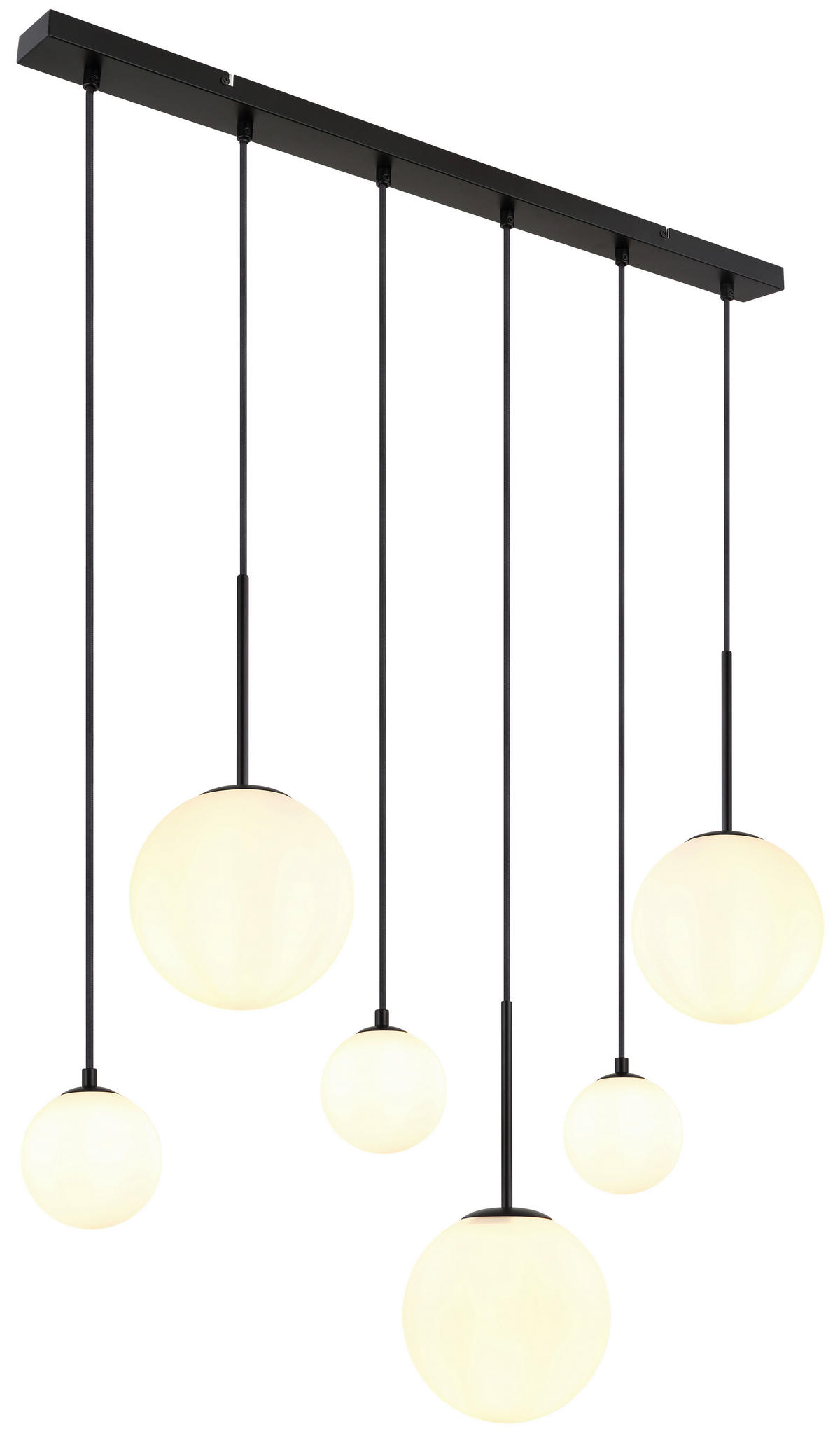 HÄNGELEUCHTE 91/20/117 cm   - Schwarz, KONVENTIONELL, Glas/Metall (91/20/117cm) - Globo