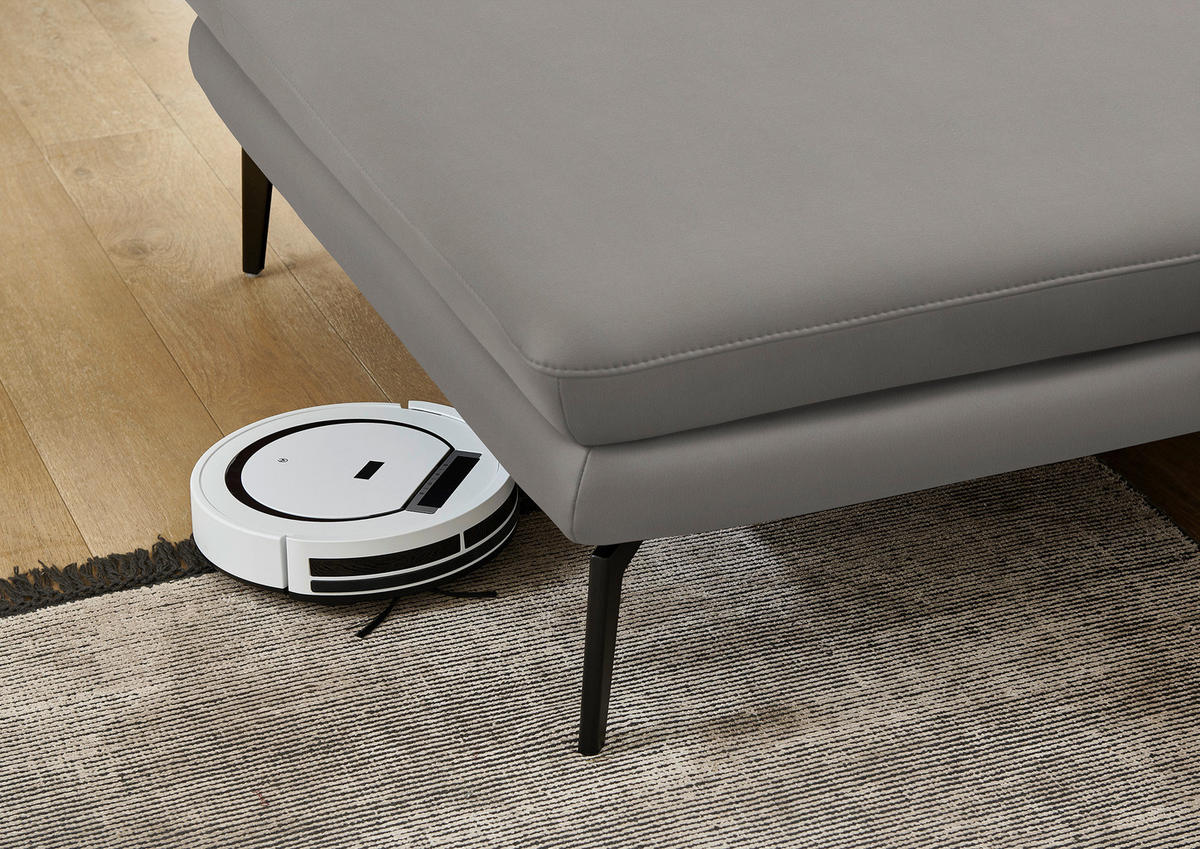 ECKSOFA in Echtleder Silberfarben  - Silberfarben/Schwarz, Design, Leder/Metall (180/310cm) - Dieter Knoll