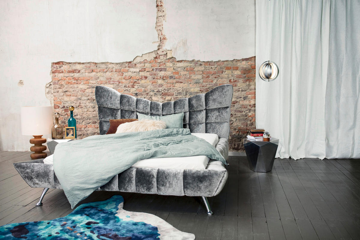POLSTERBETT Silberfarben 160/200 cm  - Silberfarben, Design, Textil/Metall (160/200cm) - Bretz
