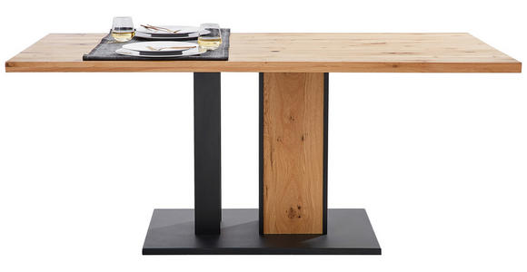 ESSTISCH in Holz, Metall 180/90/76 cm  - Eichefarben/Anthrazit, Natur, Holz/Metall (180/90/76cm) - Linea Natura