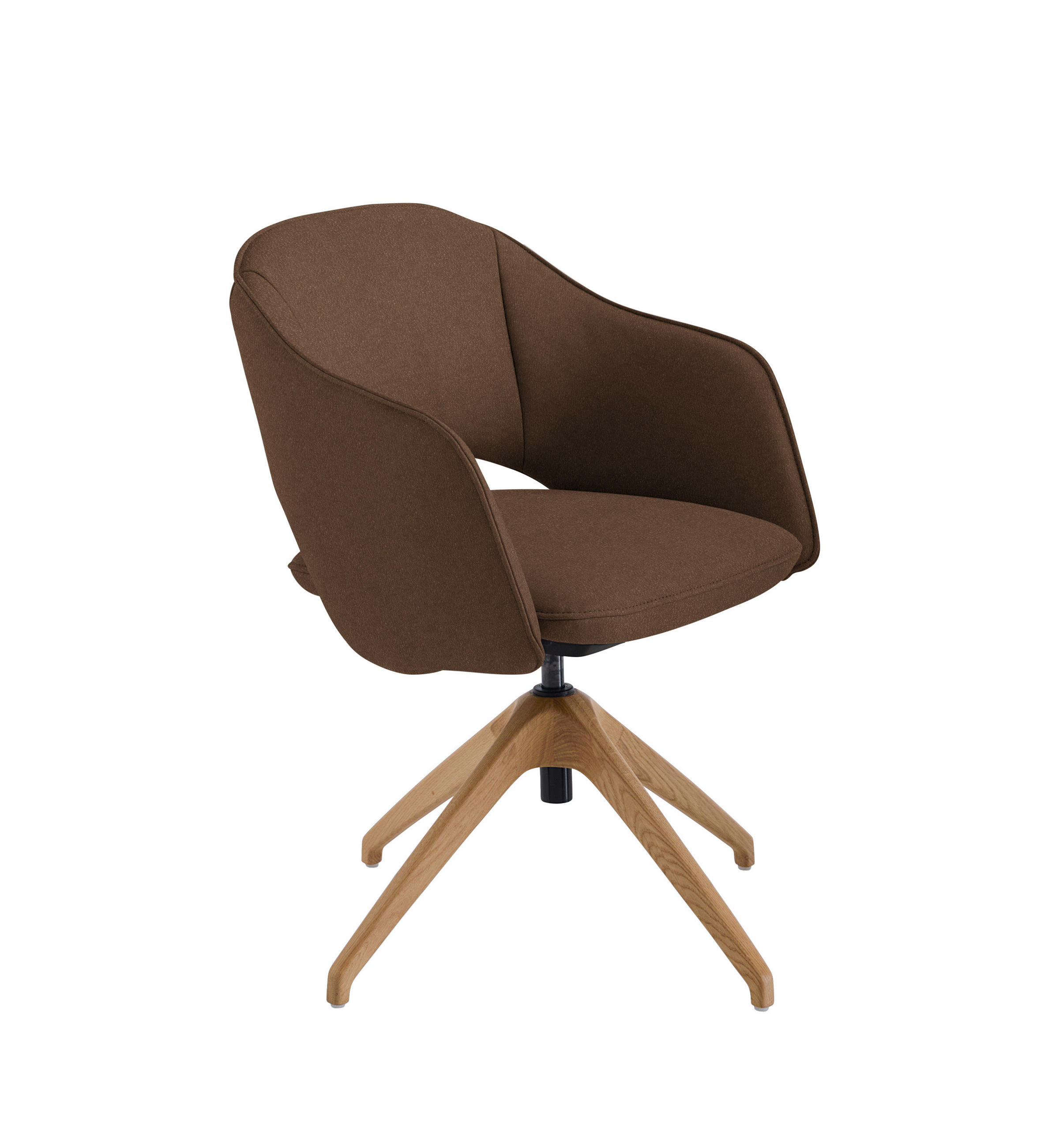 ARMLEHNSTUHL  in Echtleder naturbelassen  - Wildeiche/Braun, Design, Leder/Holz (63/74-90/57-73cm) - Koinor