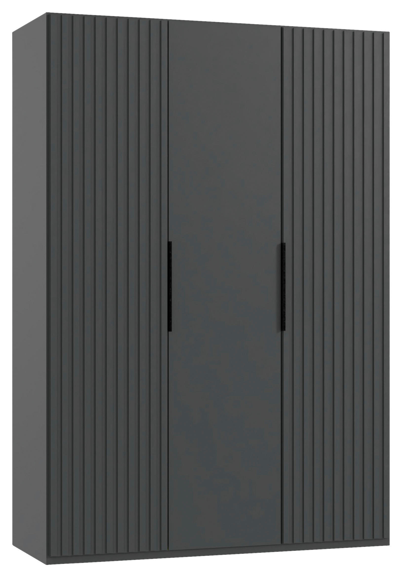 GARDEROB MED GÅNGJÄRN 150/216/58 cm 3-dörrar - grafitfärgad/svart, Modern, metall/trämaterial (150/216/58cm) - MID.YOU