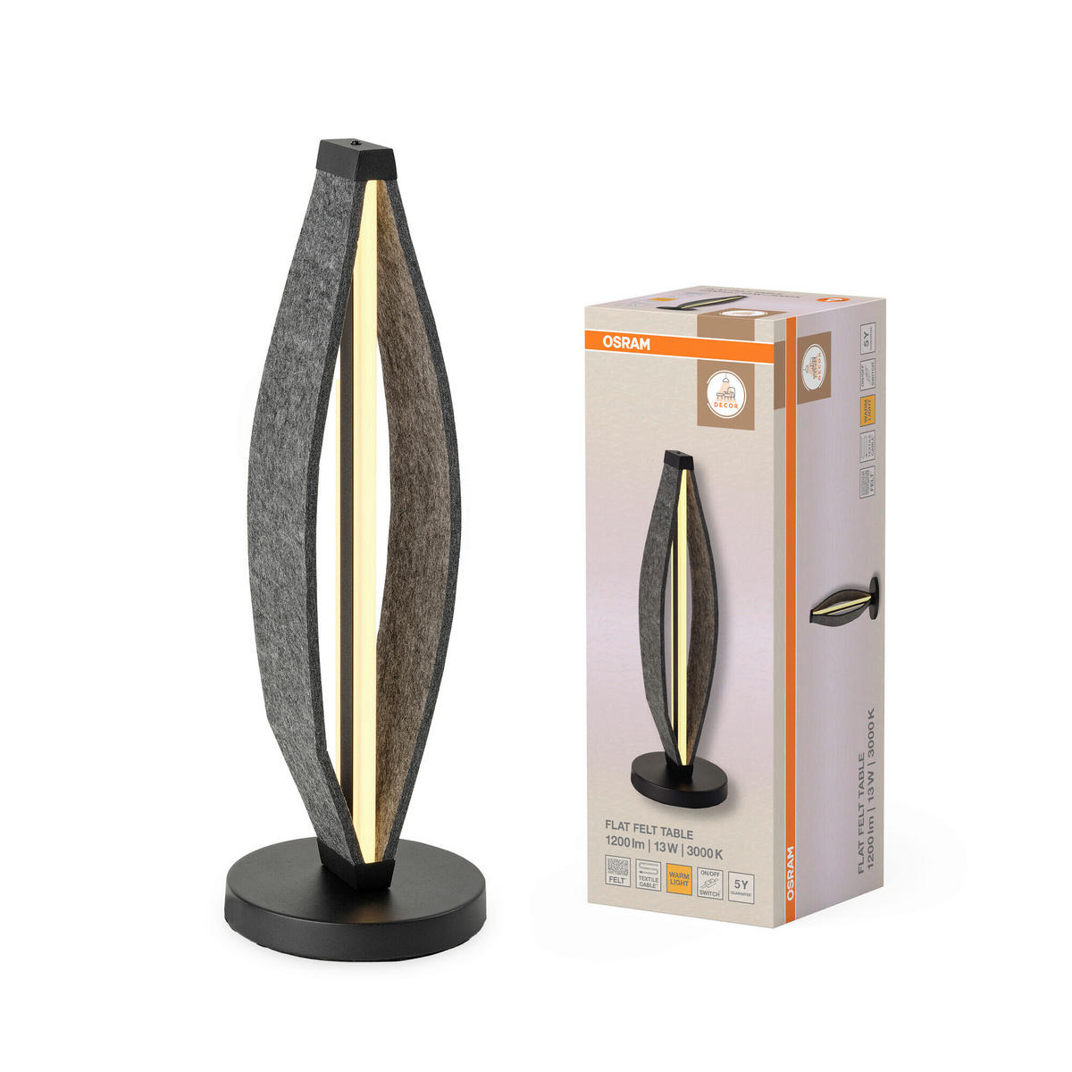 LED-TISCHLEUCHTE 18/52,5 cm   - Dunkelgrau, Design, Kunststoff/Textil (18/52,5cm) - Osram