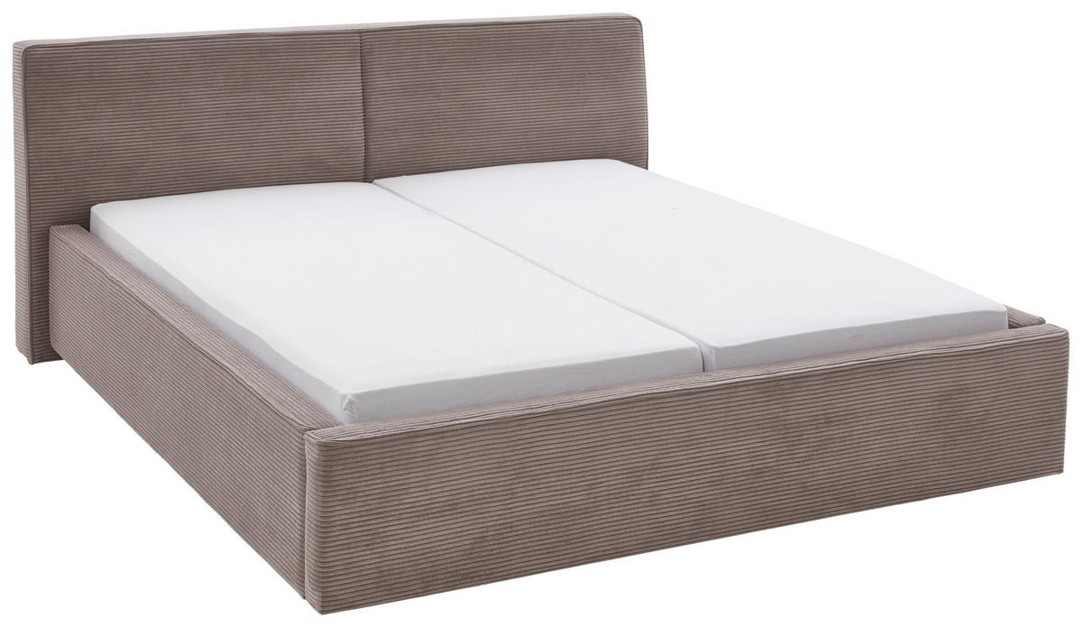 POLSTERBETT 180/200 cm  Taupe  - Taupe/Birkefarben, Design, Holz/Textil (180/200cm) - Boxxx