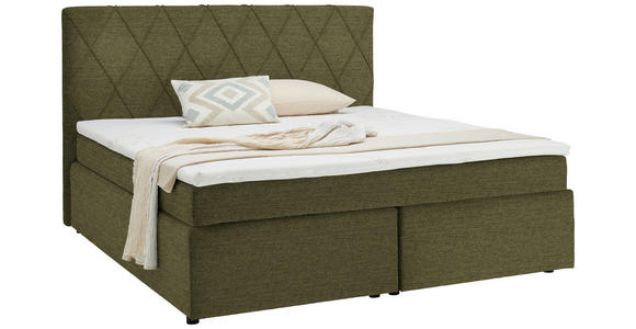 BOXSPRINGBETT 180/200 cm  in Olivgrün  - Schwarz/Olivgrün, Design, Kunststoff/Textil (180/200cm) - Xora