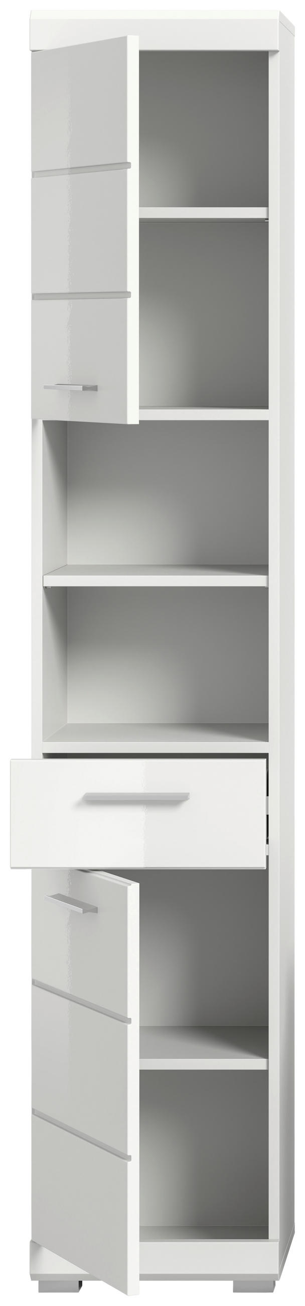 VISOKA OMARA 37/191/31 cm  - srebrne barve/bela, Moderno, umetna masa/leseni material (37/191/31cm) - MID.YOU