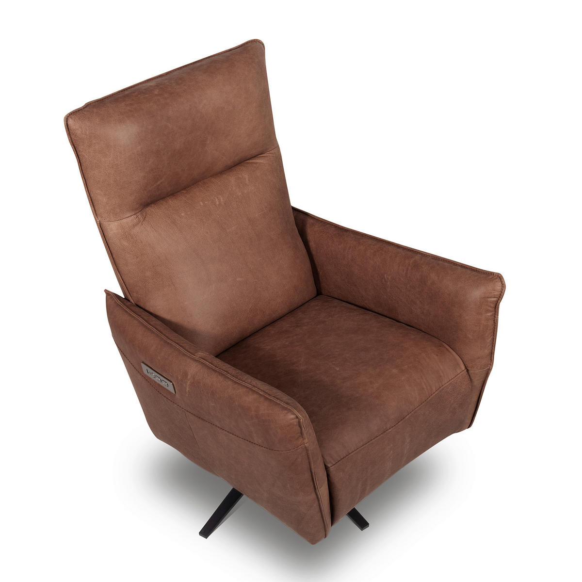 RELAXSESSEL in Leder Rotbraun  - Rotbraun/Schwarz, Design, Leder/Metall (77/107/88cm) - Livetastic