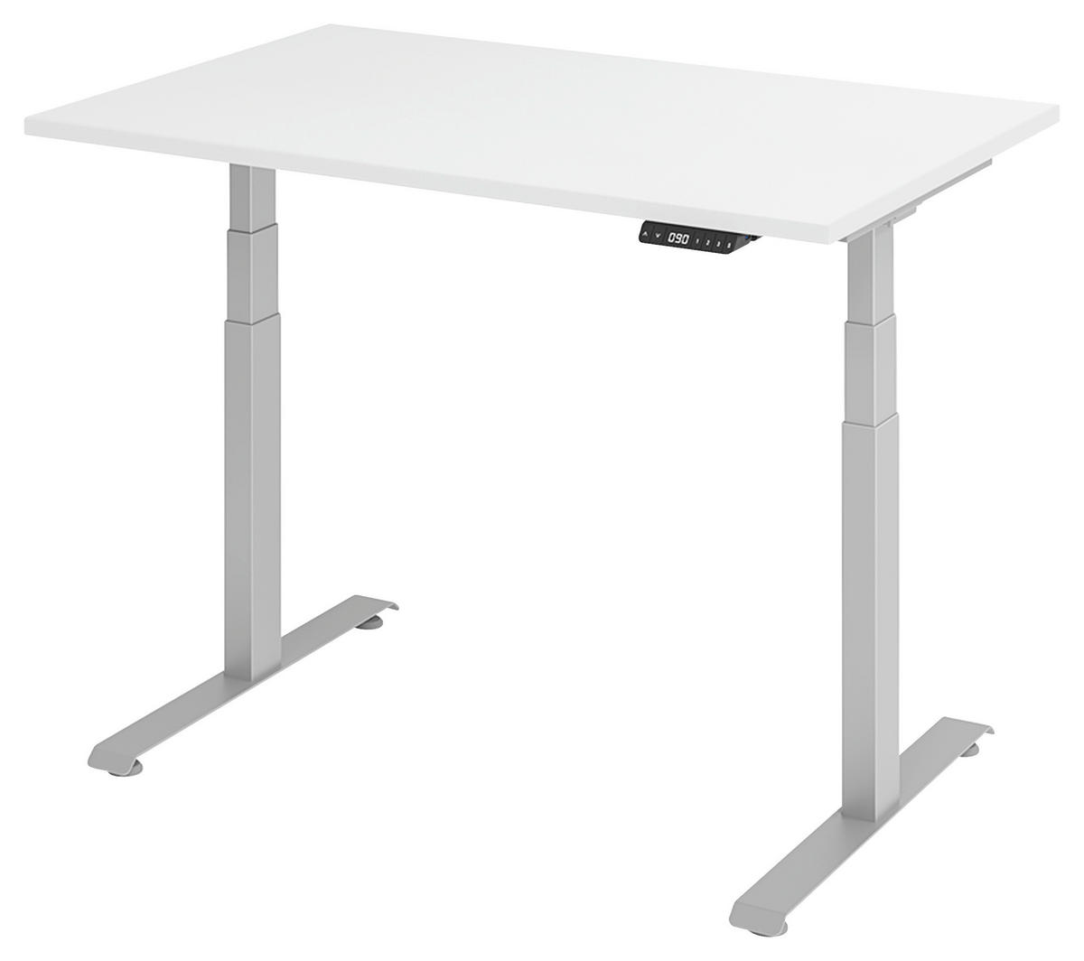 SCHREIBTISCH 120/80/64,5-129,5 cm  in Silberfarben, Weiß  - Silberfarben/Weiß, KONVENTIONELL, Holzwerkstoff/Metall (120/80/64,5-129,5cm) - Venda