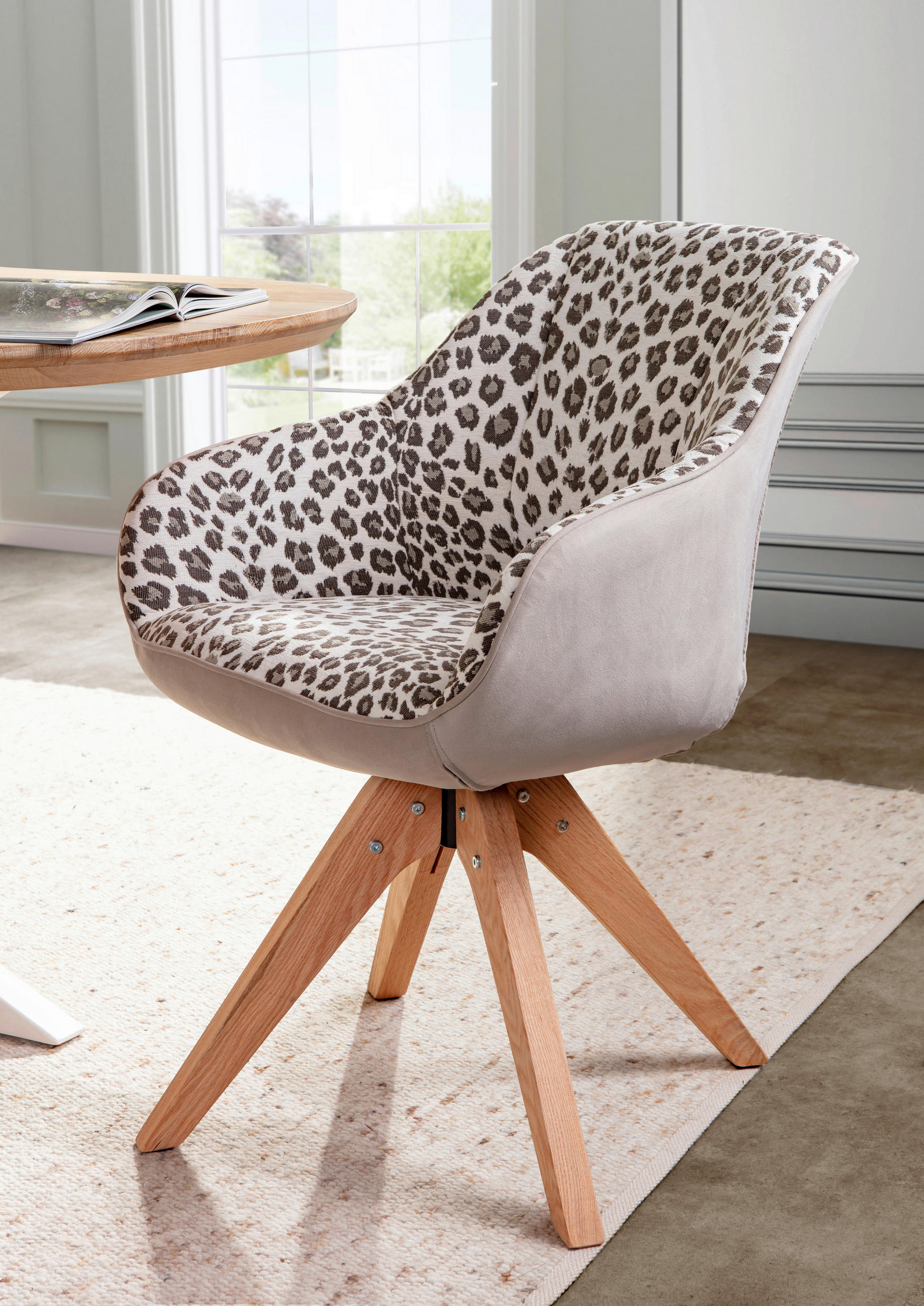 ARMLEHNSTUHL  in Chenille  - Eichefarben/Beige, MODERN, Holz/Textil (60/83/65cm) - Livetastic