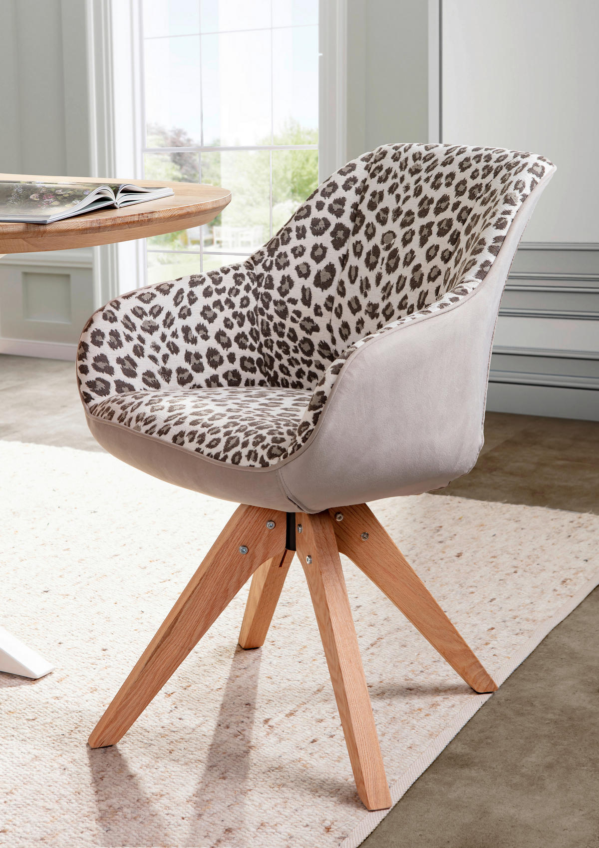 ARMLEHNSTUHL  in Chenille  - Eichefarben/Beige, MODERN, Holz/Textil (60/83/65cm) - Livetastic