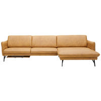 ECKSOFA Gelb Echtleder  - Anthrazit/Gelb, Design, Leder/Metall (330/174cm) - Himolla
