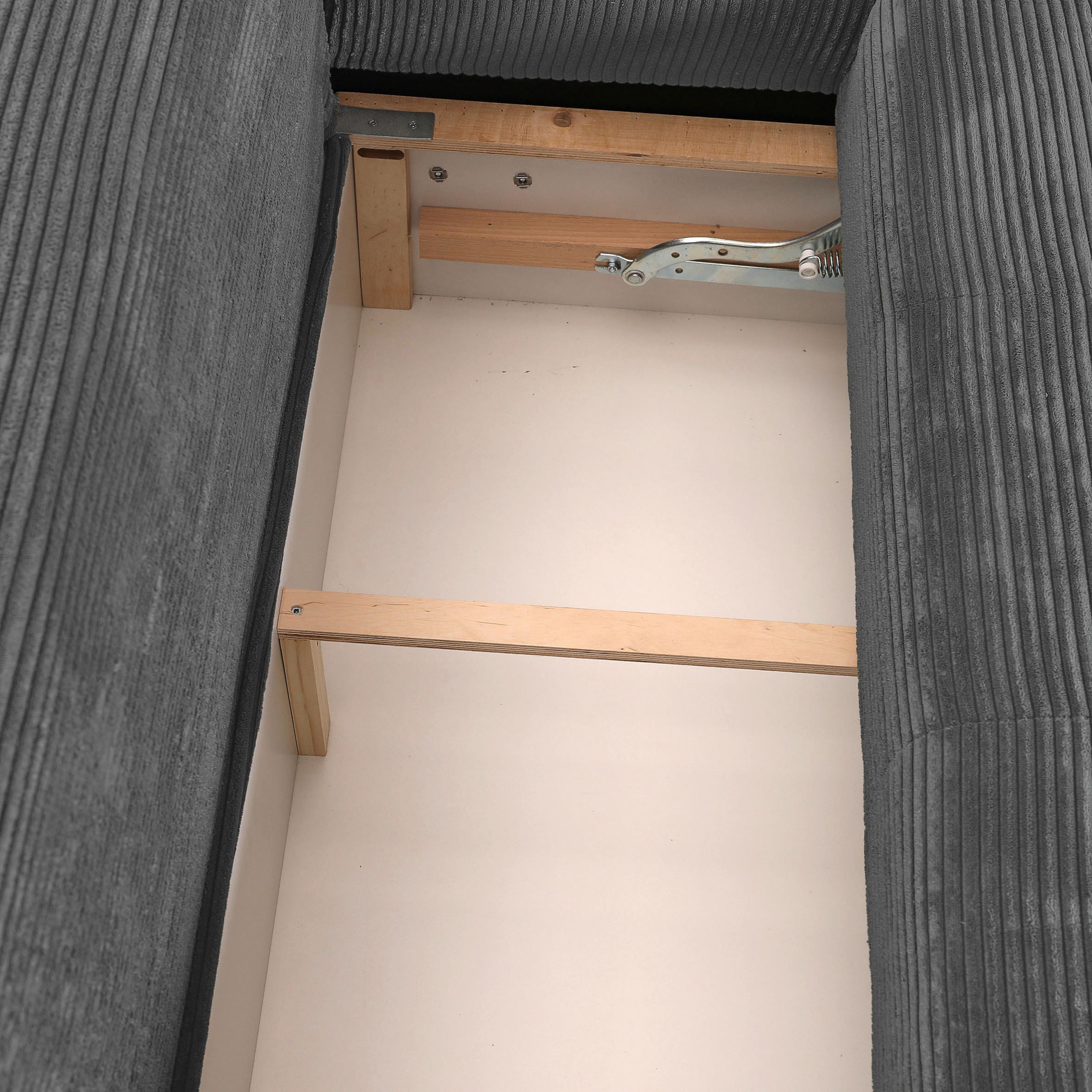 Thumbnail - Carryhome Ecksofa, Dunkelgrau, Textil, Buche, massiv, 2-3-Sitzer, Füllung: Schaumstoff, Ottomane rechts, L-Form, einmali...