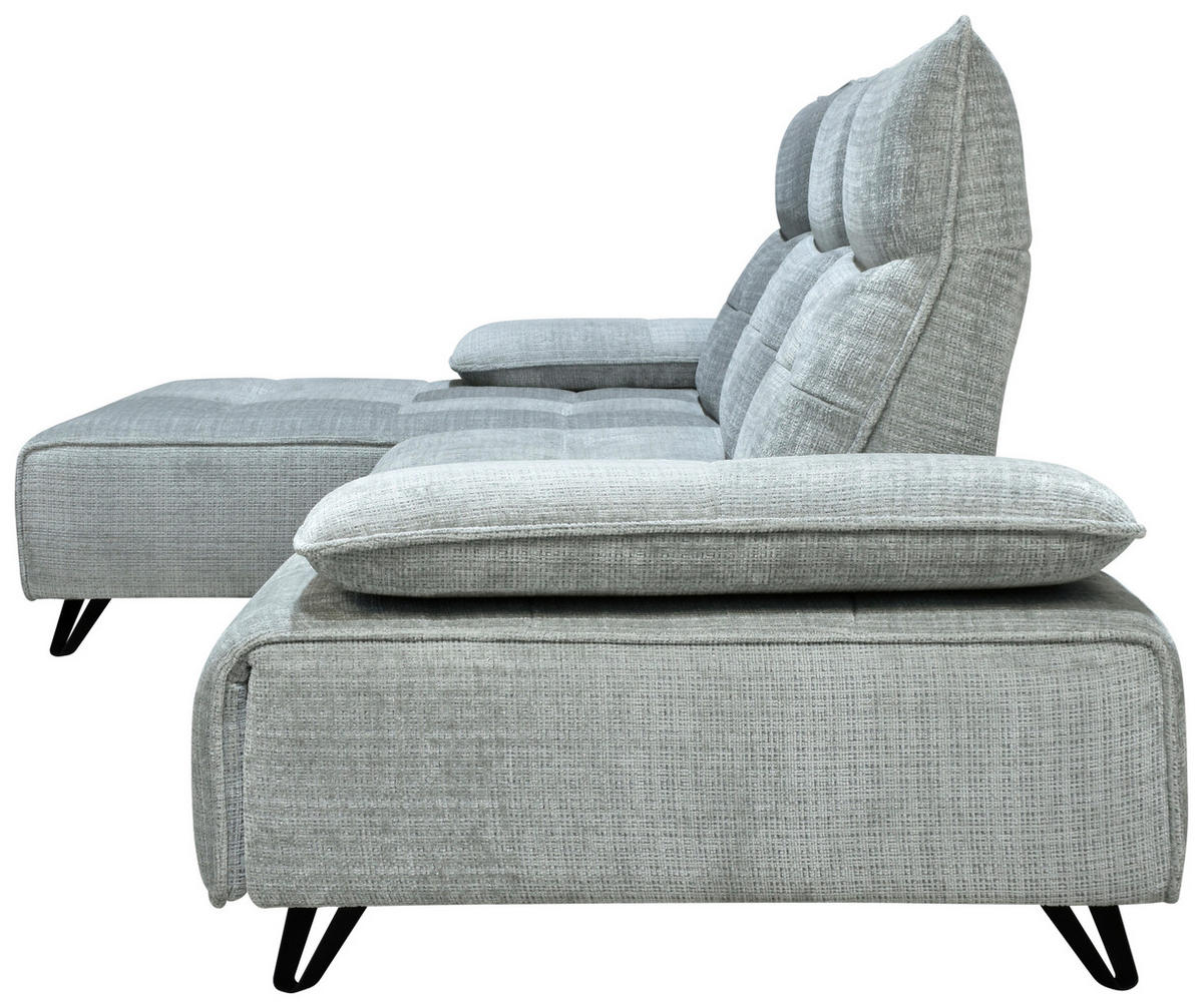 ECKSOFA Hellgrau Chenille  - Hellgrau/Schwarz, Design, Kunststoff/Textil (162/314cm) - Livetastic