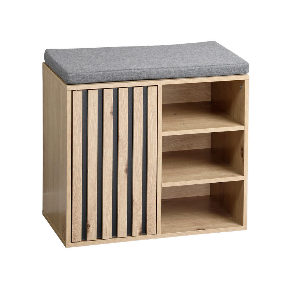 SCHUHSCHRANK  in 51.5/48/29.5 cm  - Eichefarben/Schwarz, Design, Holzwerkstoff/Textil (51.5/48/29.5cm) - Kesper