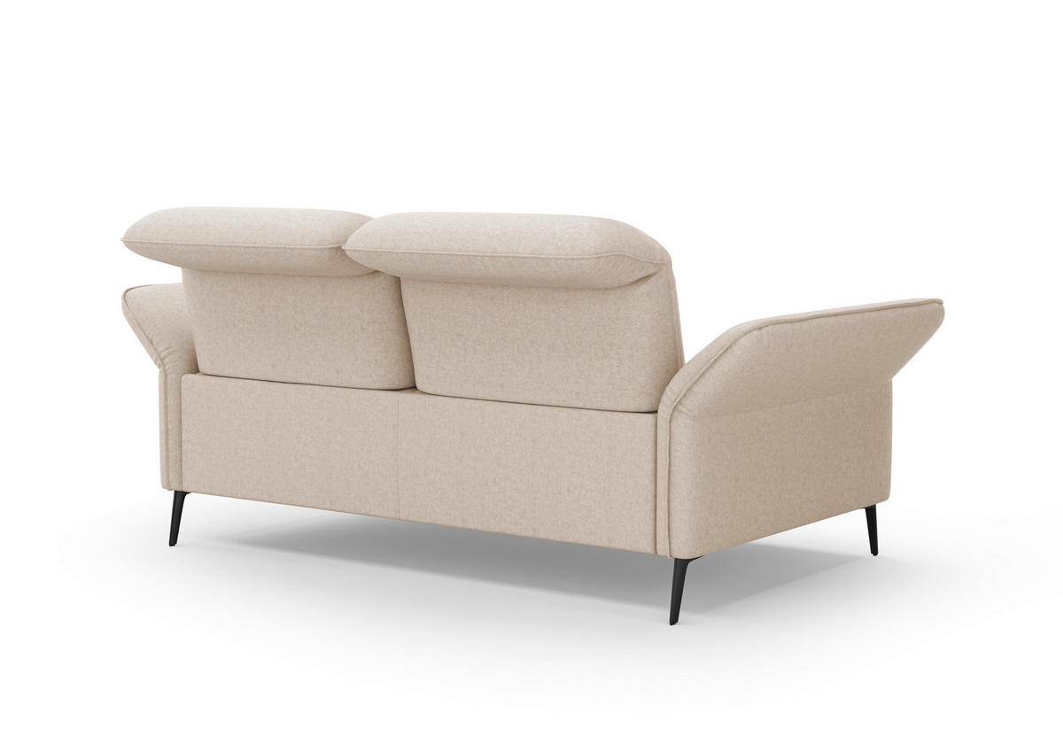 2,5-SITZER in Flachgewebe Creme  - Creme/Schwarz, KONVENTIONELL, Textil/Metall (189/92/123cm) - Sit & More