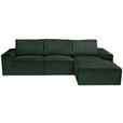 ECKSOFA Dunkelgrün Chenille - Dunkelgrün/Schwarz, KONVENTIONELL, Kunststoff/Textil (272/168cm) - Carryhome