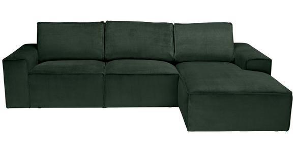 ECKSOFA Dunkelgrün Chenille - Dunkelgrün/Schwarz, KONVENTIONELL, Kunststoff/Textil (272/168cm) - Carryhome