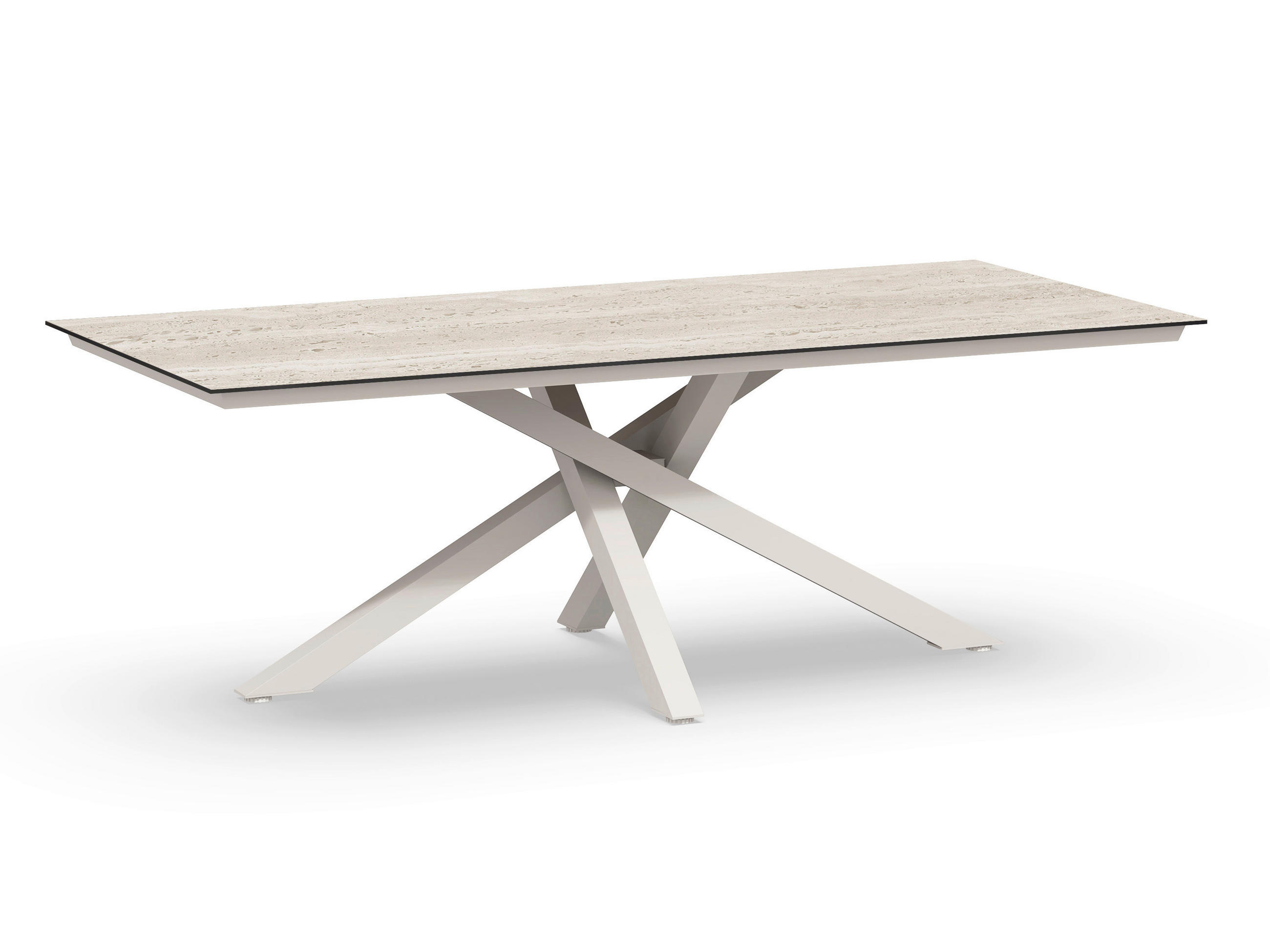 LOUNGETISCH  - Creme/Weiß, Basics, Kunststoff/Metall (220/100/75cm) - Tierra Outdoor