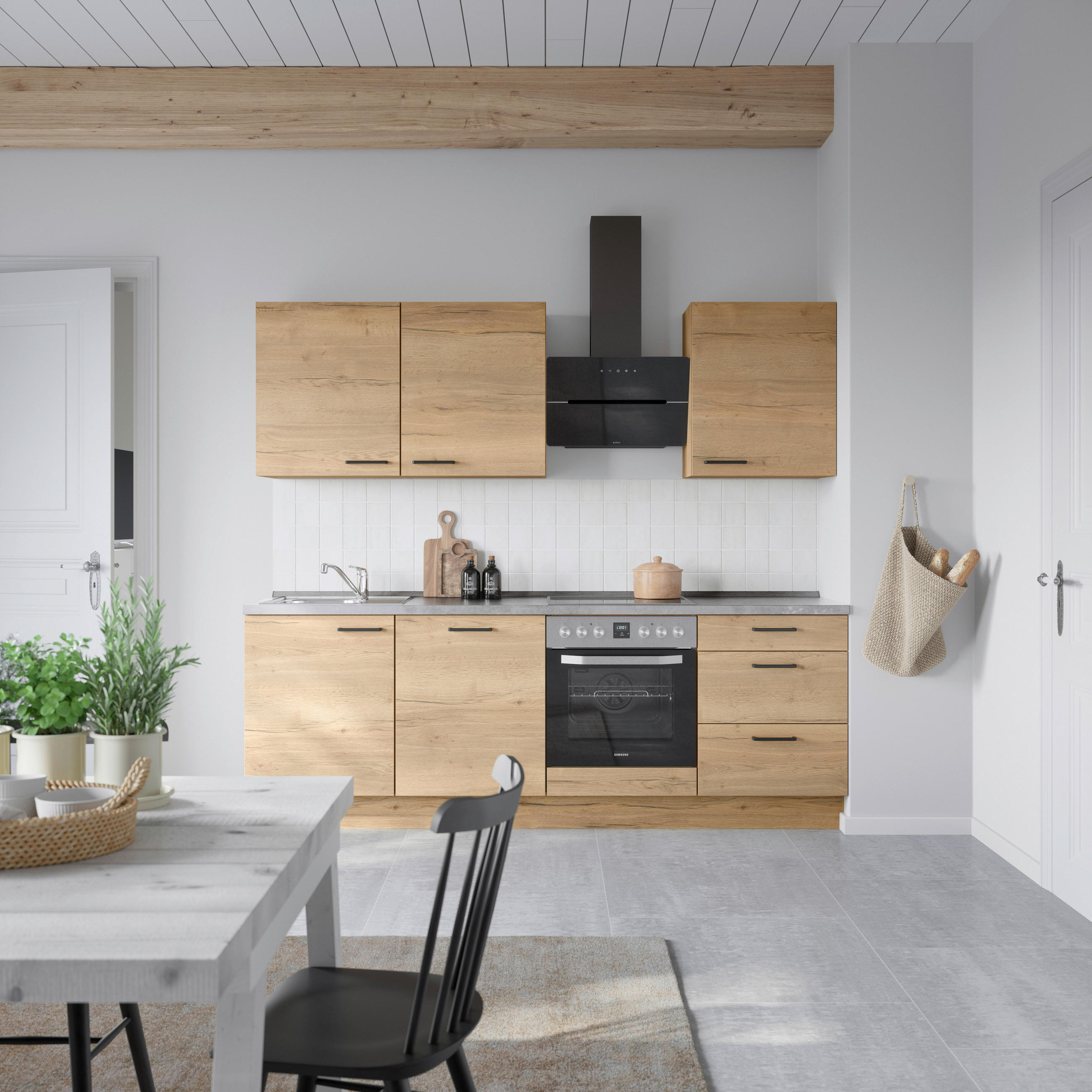 Nobilia Küchenblock Structura Schiefer, Eiche 240 cm