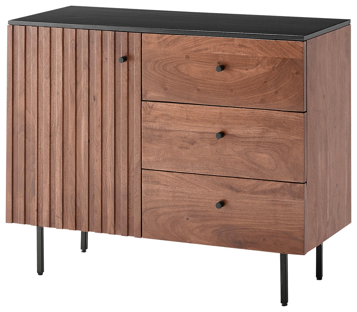 SIDEBOARD 95/85/40 cm  in Schwarz, Walnussfarben  - Walnussfarben/Schwarz, Lifestyle, Holz/Holzwerkstoff (95/85/40cm) - MID.YOU