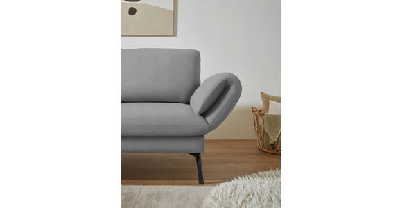 ECKSOFA  in Flachgewebe Hellgrau Armteilverstellung, Relaxfunktion, Drehsitzfunktion  175-224/255-365 cm  - Hellgrau/Schwarz, Design, Textil/Metall (175-224/255-365cm) - Dieter Knoll