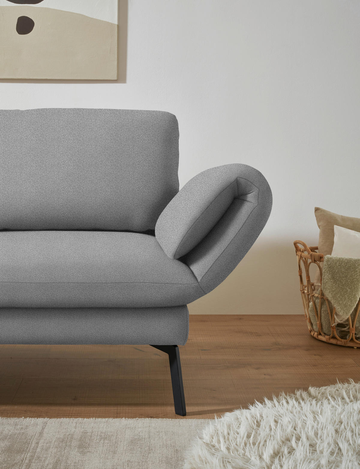 ECKSOFA  in Flachgewebe Hellgrau  175-224/255-365 cm  - Hellgrau/Schwarz, Design, Textil/Metall (175-224/255-365cm) - Dieter Knoll