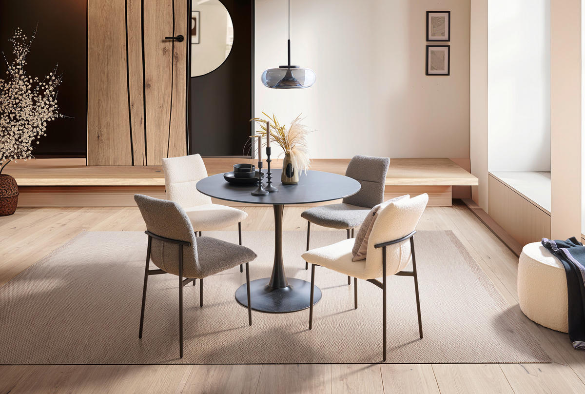 ESSTISCH in Metall, Glas 110/76/110 cm  - Schwarz, Design, Glas/Metall (110/76/110cm) - Carryhome