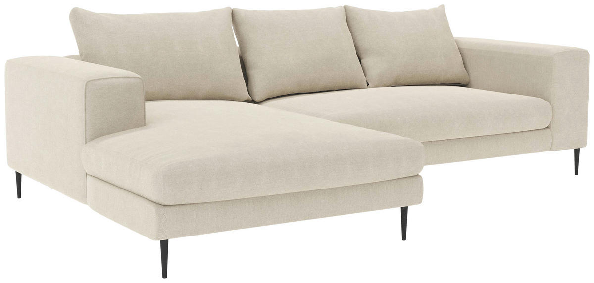 ECKSOFA in Struktur Beige  - Beige/Schwarz, Modern, Textil/Metall (170/275cm) - Trendmanufaktur