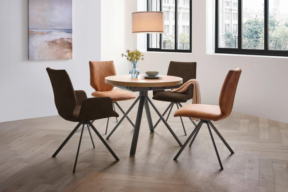 ARMLEHNSTUHL  Lederauswahl, Stoffauswahl, Typenauswahl, inklusive Armlehnen Mikrofaser  - Anthrazit/Dunkelbraun, Design, Textil/Metall (57/92/63cm) - Venjakob