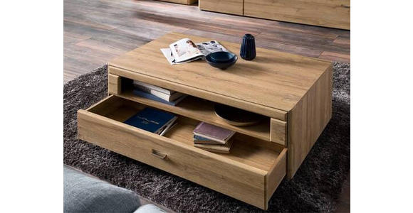 COUCHTISCH 115/70/45 cm rechteckig Eichefarben - Eichefarben/Silberfarben, KONVENTIONELL, Holzwerkstoff/Metall (115/70/45cm) - Cantus