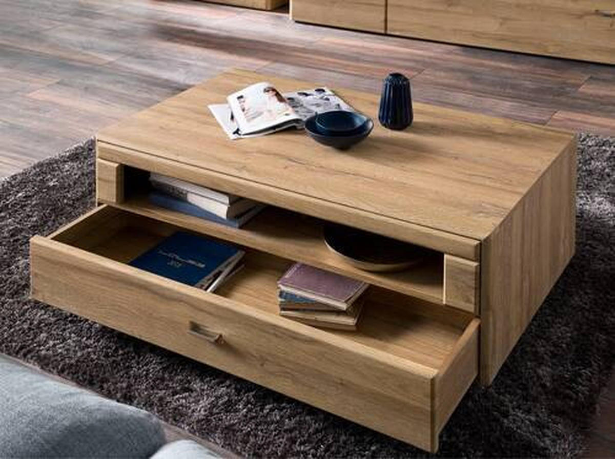 COUCHTISCH in Holzwerkstoff 115/70/45 cm  - Eichefarben/Silberfarben, Konventionell, Holzwerkstoff/Metall (115/70/45cm) - Cantus
