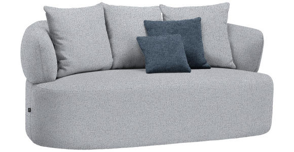 2-SITZER-SOFA in Chenille Grau - Blau/Schwarz, MODERN, Kunststoff/Textil (177/86/105cm) - Hom`in